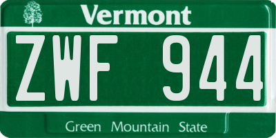 VT license plate ZWF944