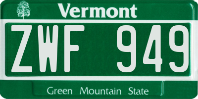 VT license plate ZWF949