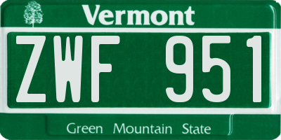 VT license plate ZWF951