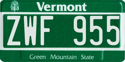 VT license plate ZWF955