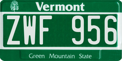 VT license plate ZWF956