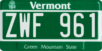VT license plate ZWF961