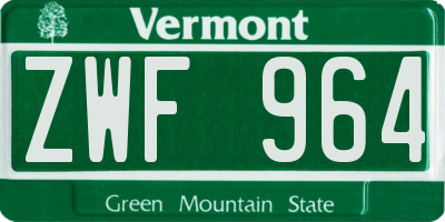VT license plate ZWF964