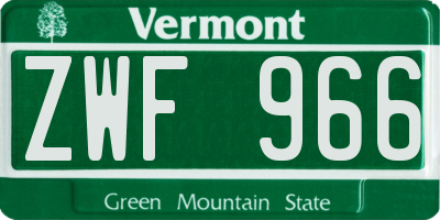 VT license plate ZWF966