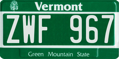 VT license plate ZWF967