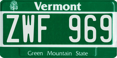 VT license plate ZWF969