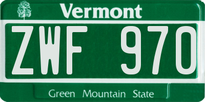 VT license plate ZWF970