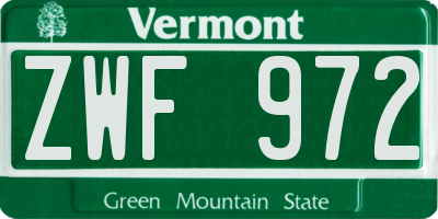 VT license plate ZWF972