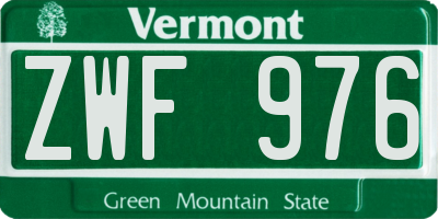 VT license plate ZWF976