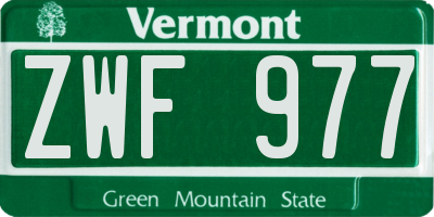 VT license plate ZWF977