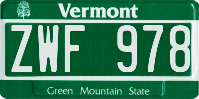 VT license plate ZWF978