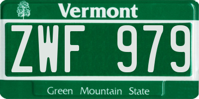 VT license plate ZWF979