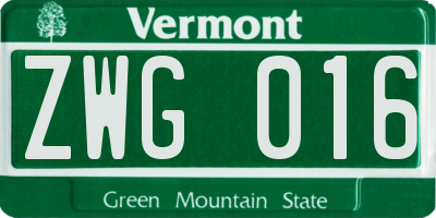 VT license plate ZWG016