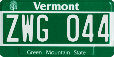 VT license plate ZWG044