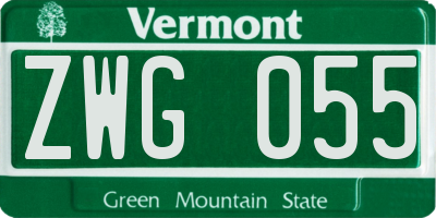 VT license plate ZWG055