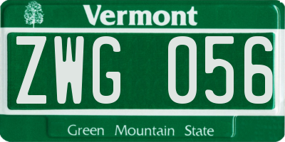 VT license plate ZWG056