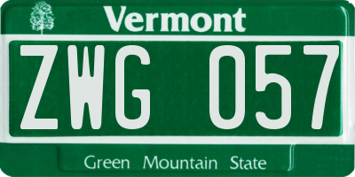 VT license plate ZWG057