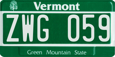VT license plate ZWG059