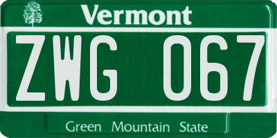 VT license plate ZWG067