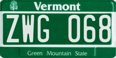 VT license plate ZWG068