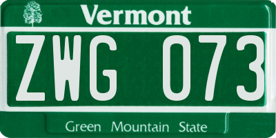 VT license plate ZWG073