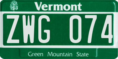 VT license plate ZWG074