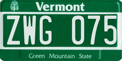 VT license plate ZWG075