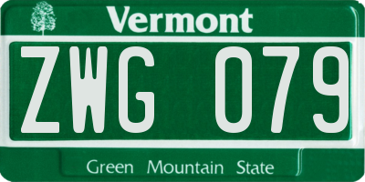 VT license plate ZWG079