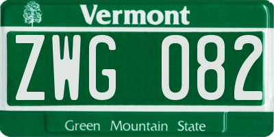 VT license plate ZWG082