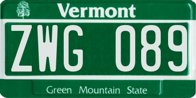 VT license plate ZWG089