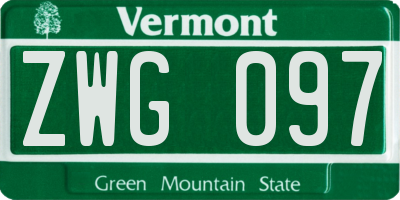 VT license plate ZWG097