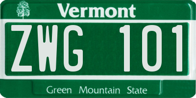VT license plate ZWG101