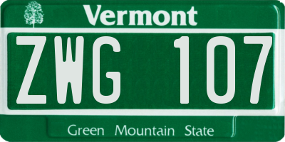 VT license plate ZWG107