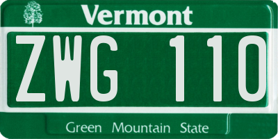 VT license plate ZWG110