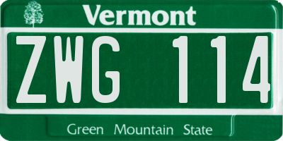 VT license plate ZWG114