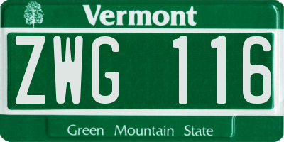 VT license plate ZWG116