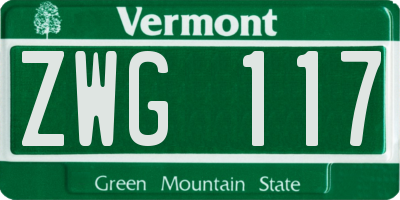 VT license plate ZWG117
