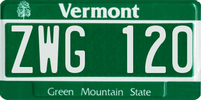 VT license plate ZWG120