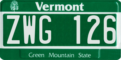 VT license plate ZWG126