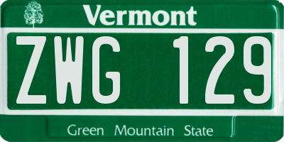 VT license plate ZWG129