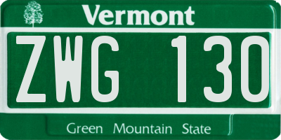 VT license plate ZWG130