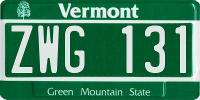 VT license plate ZWG131