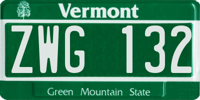 VT license plate ZWG132