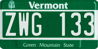 VT license plate ZWG133