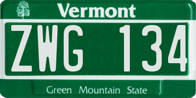 VT license plate ZWG134