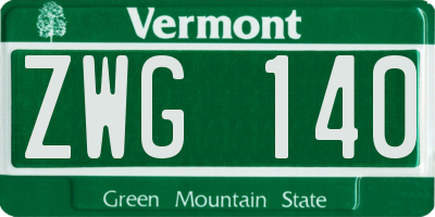 VT license plate ZWG140