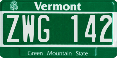 VT license plate ZWG142