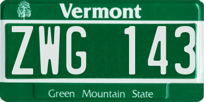 VT license plate ZWG143