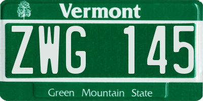 VT license plate ZWG145