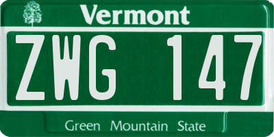 VT license plate ZWG147